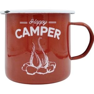 NWT Raz Imports Happy Camper Campfire Red Enamel Coffee Tea Mug Cup Kitchen